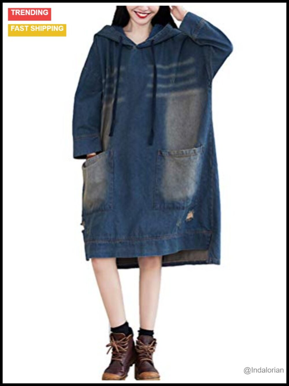 Women's Oversized Hoodie Dress Ethnic Print Pullover Long Sleeve with Pockets